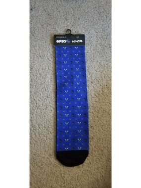 Ninja Men’s Bright Blue Crew Socks with Yellow Accents